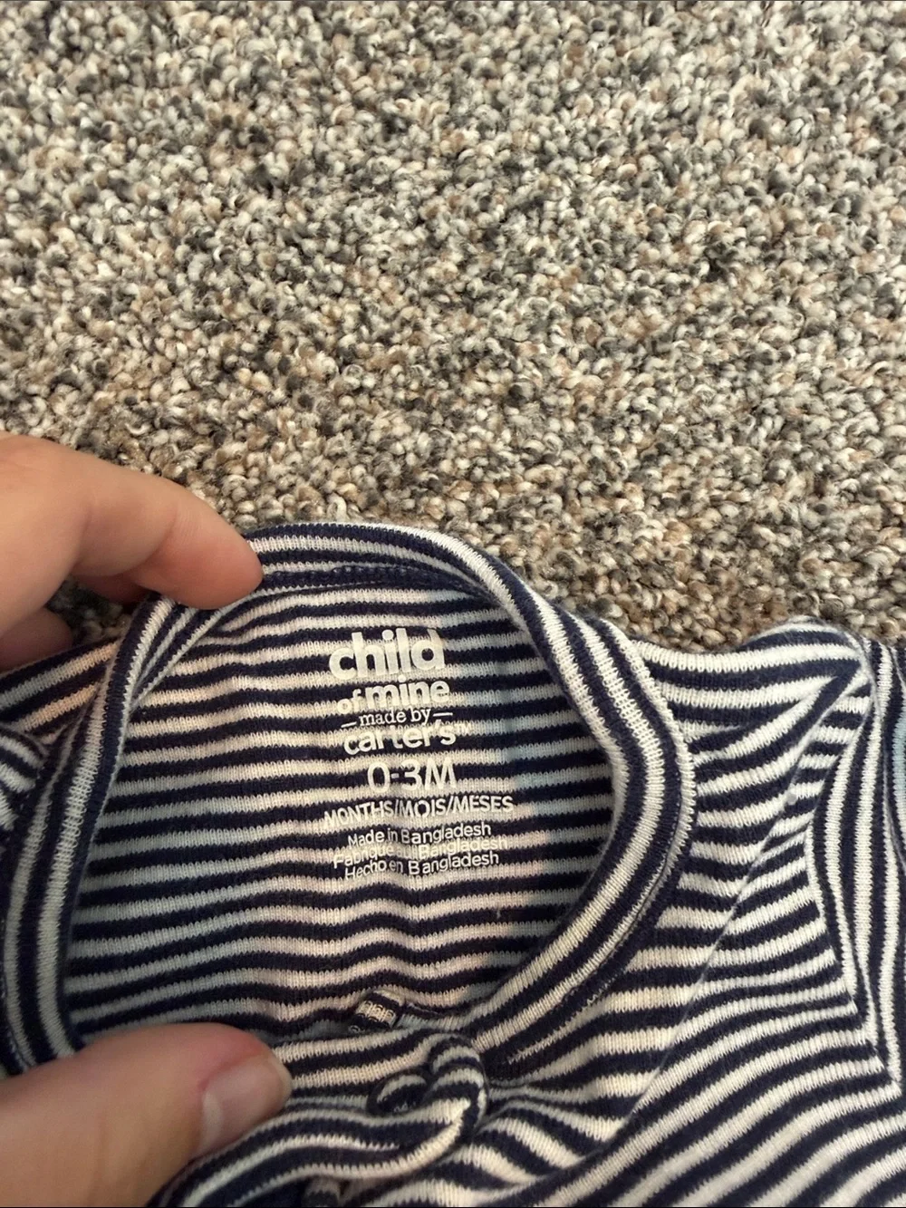 child of mine Navy and White Striped Footed One-Piece
